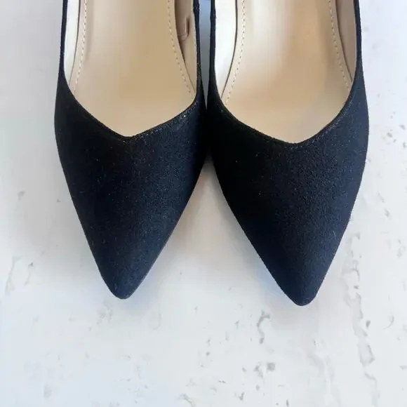 MARC FISHER ZALA BLOCK HEEL POINTY TOE HEEL WOMENS BLACK SUEDE SIZE 7 1/2 MEDIUM - Picture 4 of 12